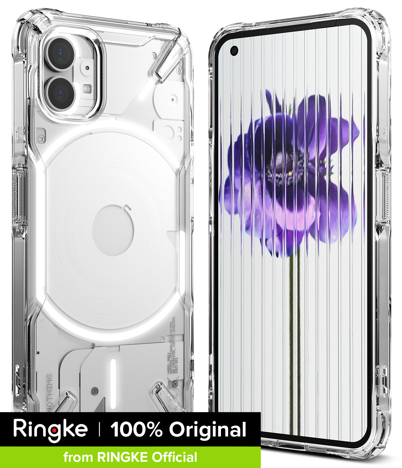 Ringke [FUSION-X] for Nothing Phone (1) Case, [Military Drop Tested Defense] Ergonomic Transparent Hard PC Back TPU Bumper Impact Resistant Shock Absorbent Cover with Wrist Strap