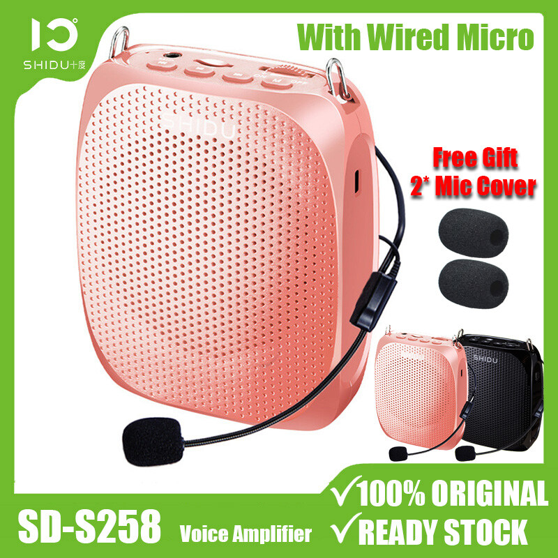 SHIDU S258 Portable Mini Voice Amplifier with Wired Microphone Headset and Waistband Rechargeable Personal Amplifier Supports MP3 Format Audio for Teachers Tour Guides Coaches Yoga Fitness Instructors