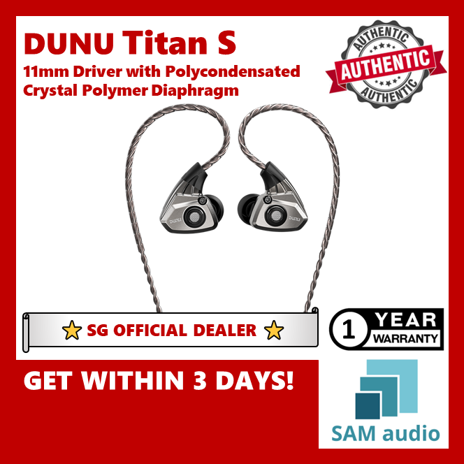 [?SG] DUNU TITAN S Earphone IEM 11mm Dynamic Driver Earbuds 0.78mm High-purity Silver-plated Copper Cable In-ear Headset