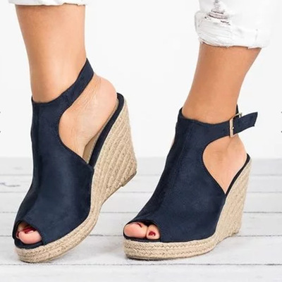 Women Plus Size Wedge Heel Suede Sandals