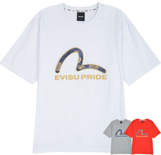 [EVISU KOREA] 100％ Authentic Dangle applique hills loose fit T-shirt