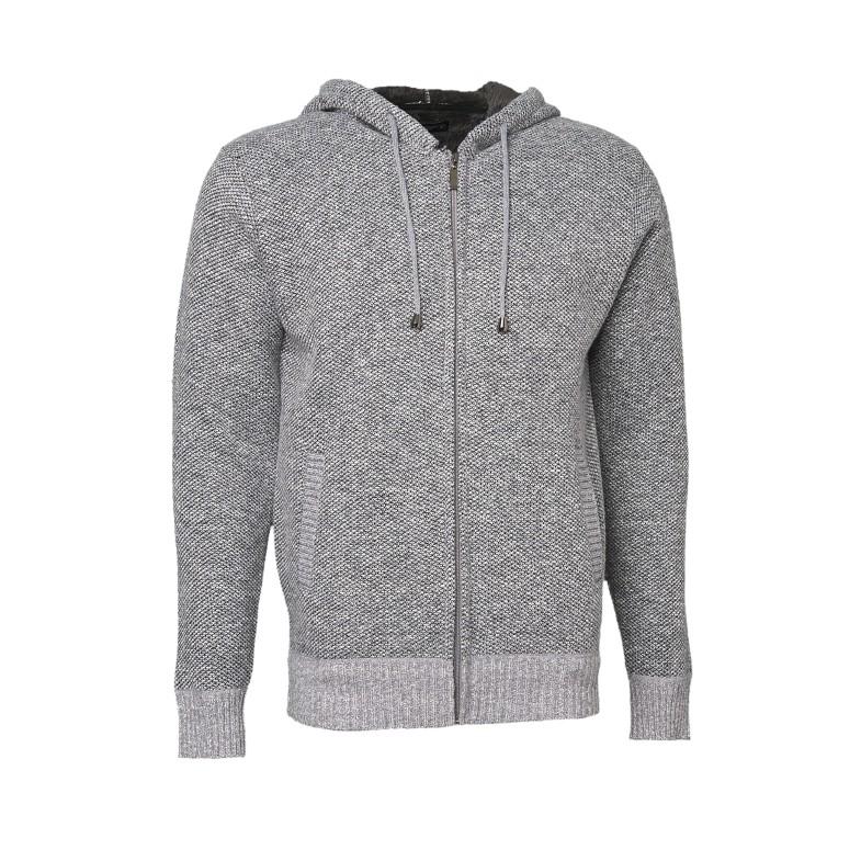 Universal Traveller Men Faux Fur Lined Zip Up Knitted Hoodie - KS8048