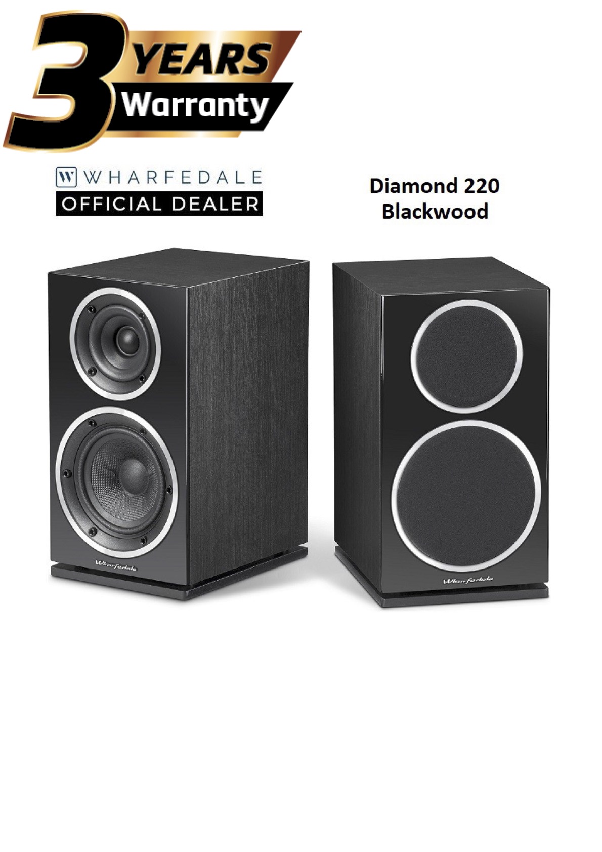 WHARFEDALE DIAMOND 220 (BLACK) What Hi-Fi? Awards Winner 3 YEAR WARRANTY, BOOKSHELF, SPEAKER, CINEMA, AV, DTS, ATMOS, DOLBY, THEATRE, AUDIOPHILE, STEREO