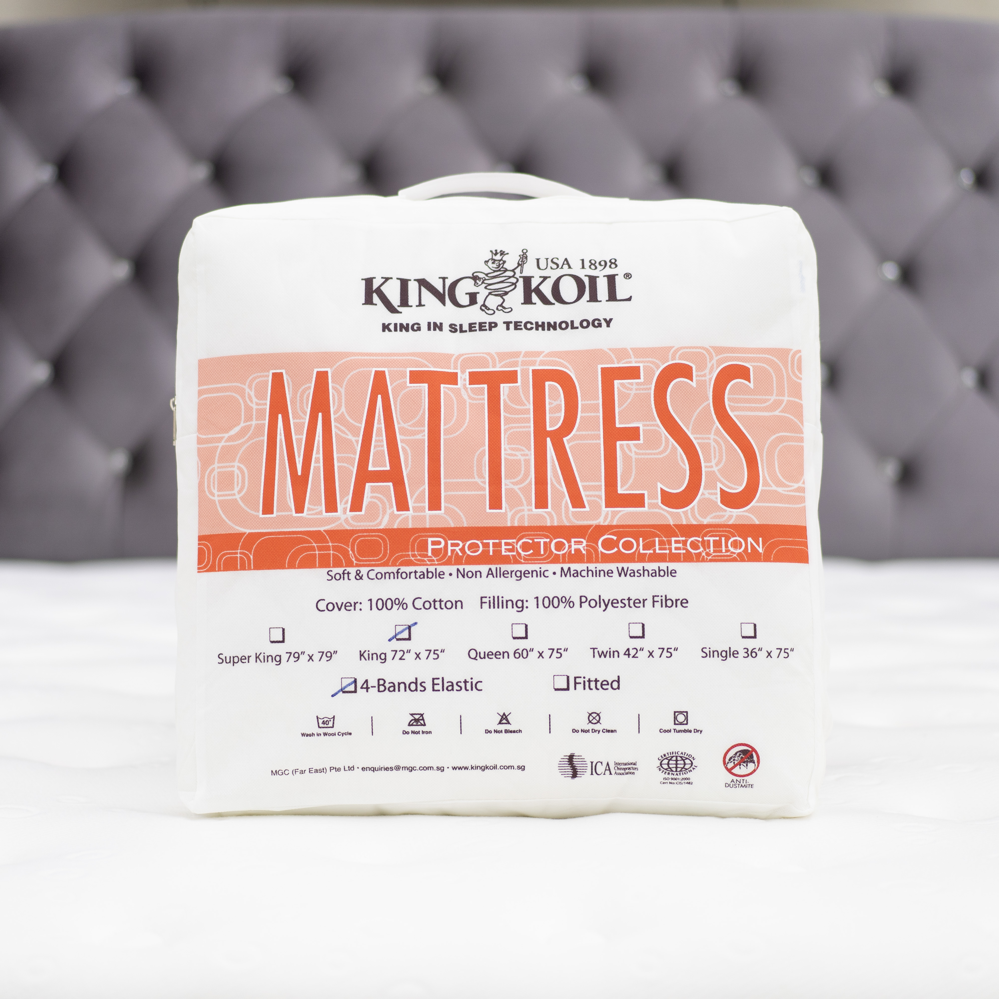 [READY STOCK] King Koil Cotton Mattress Protector w/ Elastic Bands (Single / Super Single / Queen / King)